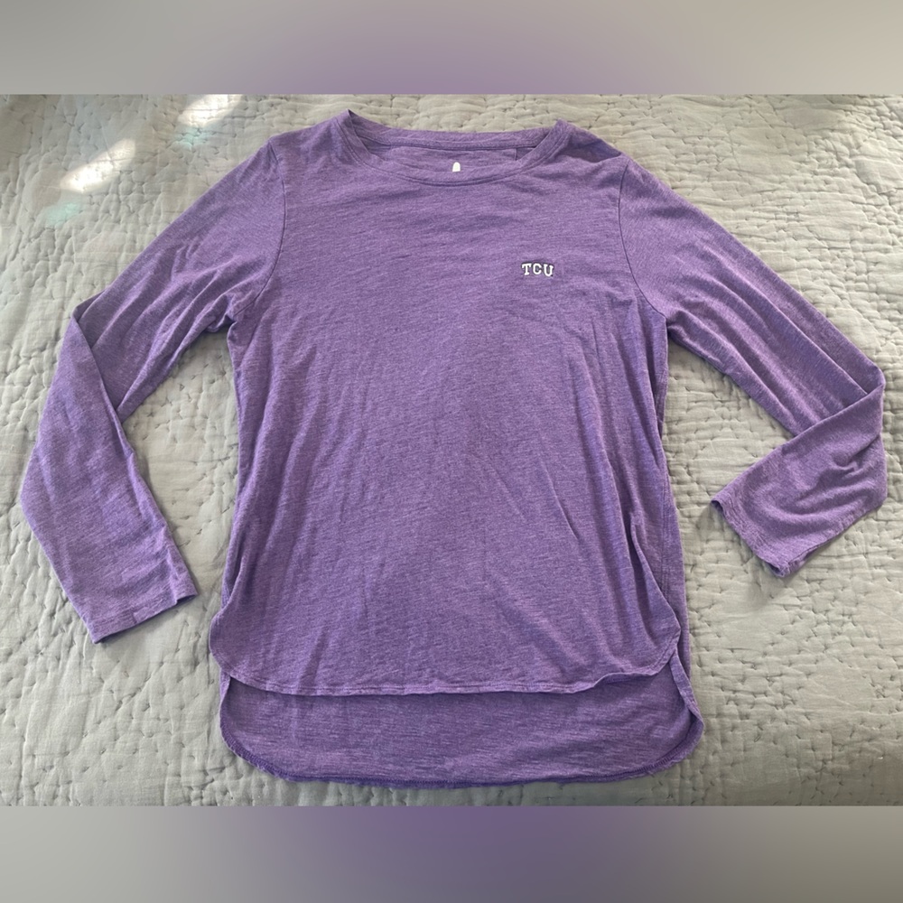 Johnnie-O Texas Christian University Purple Long Sleeve Shirt Large Cotton Modal